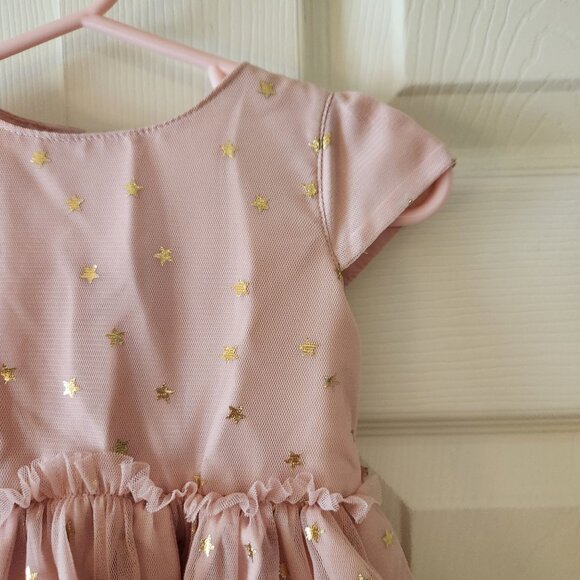Carters Baby Girls Light Pink Tulle Dress Gold Star Print with Diaper Cover 9M - Picture 5 of 10